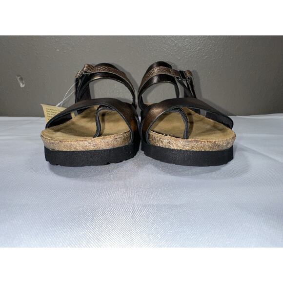 NWT Naot EUR 40 Jessica Toe Loop Slide Sandals Metallic Bronze Leather Strappy - Picture 5 of 12